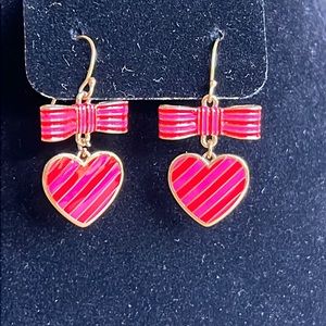 COACH Poppy Heart Striped Heart Earrings